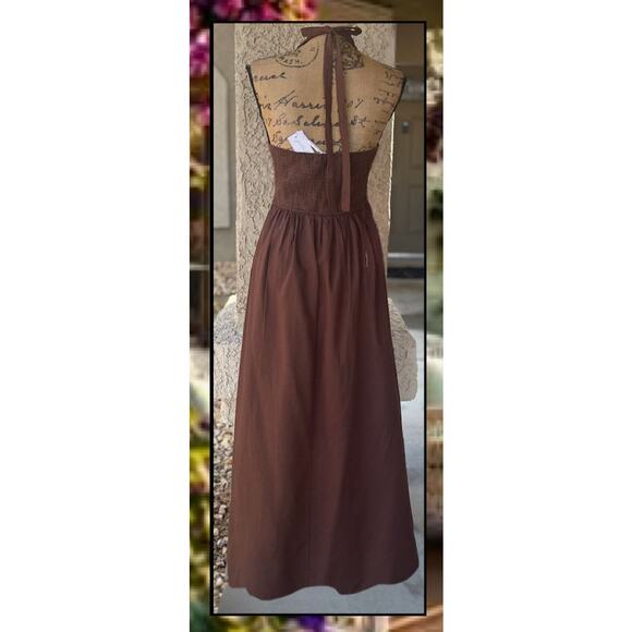 Petal & Pup Chocolate Halter Neck Maxi Dress Size XL NEW - Picture 3 of 10